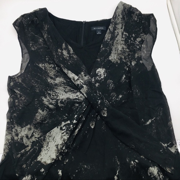 14 H by Halston Drape Front Sleeveless Top Shirt - Picture 4 of 15